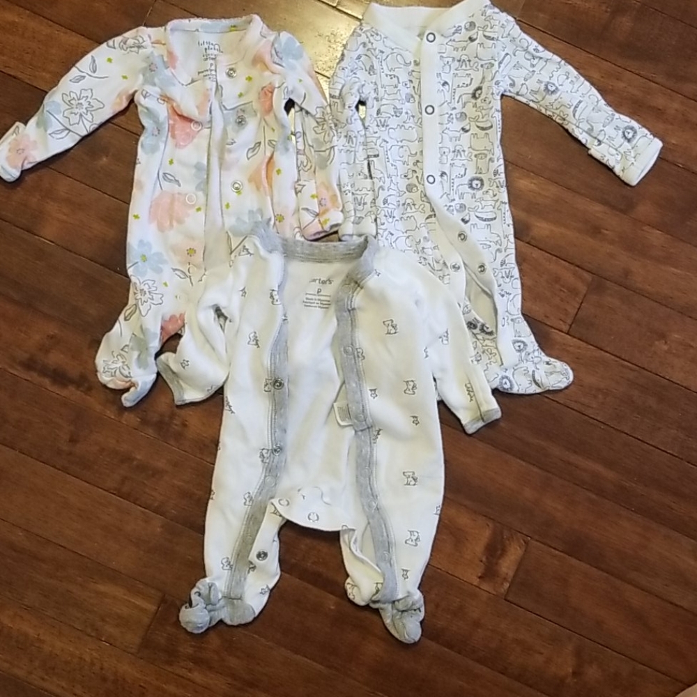 3- Premie Button footed Pajamas (Carters)